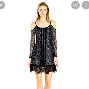 NANETTE LEPORE BLACKJACK BLACK WHITE FLORAL LACE DRESS - SIZE 2
